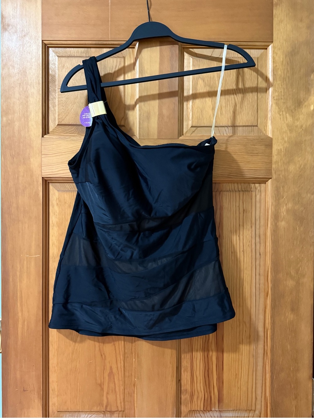 Lane Bryant Black One-Shoulder Swim Tankini